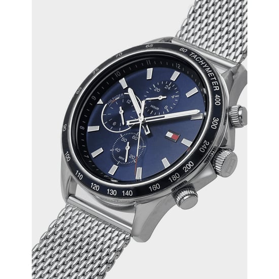 Accessories Tommy Hilfiger Miles Chronograph Mesh Bracelet Watch in navy silver - Image 4