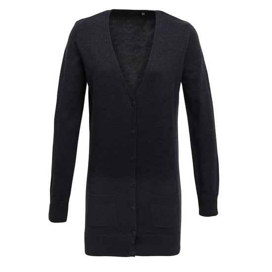 Premier Womens/Ladies Longline V Neck Cardigan (Charcoal)