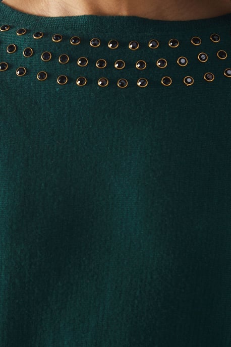 Stud Detail Boat Neck Jumper