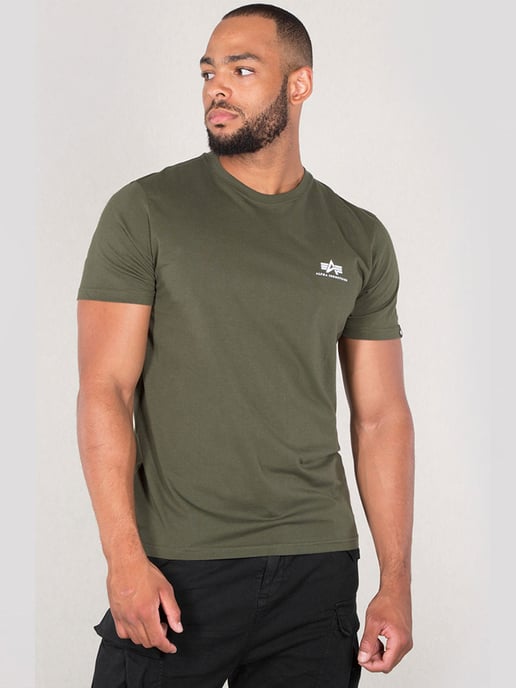 Alpha Industries Men's Basic T Small logo in Olive - Image 1