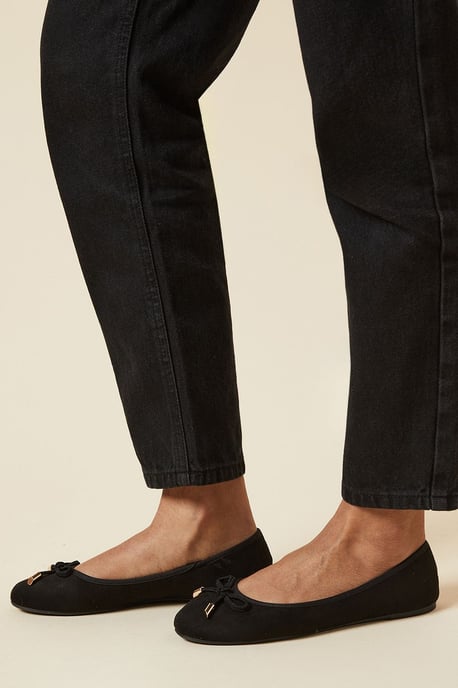 Wide Fit Peaches Bow Detail Ballet Pumps - Image 4