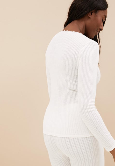 M&S Mujer Lote de 2 camisetas térmicas de punto de manga larga en blanco - Image 3