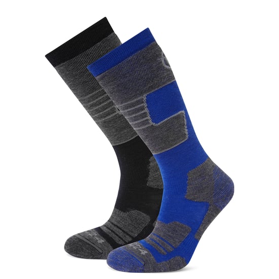 Linz 2 Pack Mens Ski Socks Black/Royal Blue