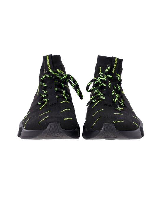 Balenciaga Speed Lace-Up All Over Print Sneakers in Black Polyester - Image 2