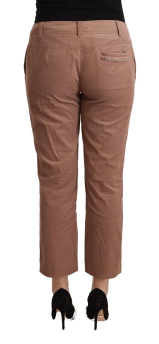 Pantalones recortados de algodón marrón ajustados de mujer Costume National - Image 3
