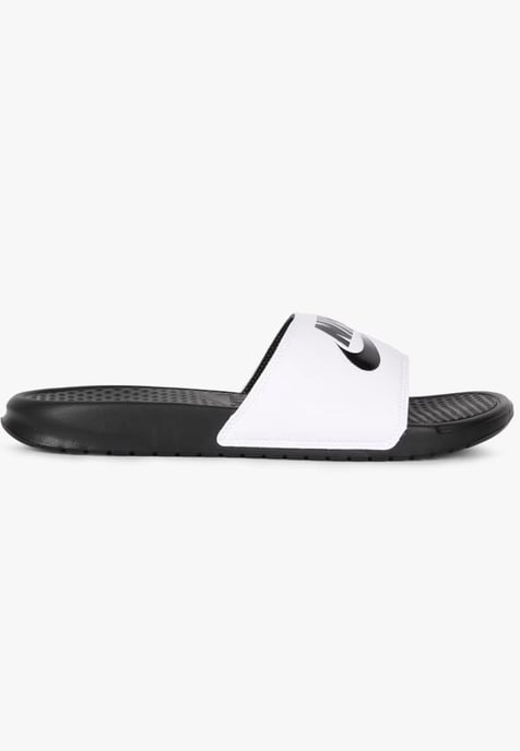 Nike Benassi Slip On Sliders in White/Black