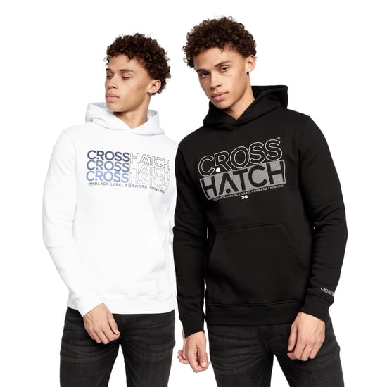 Crosshatch Mens Englow Hoodie (Pack of 2) (Black/White) - Image 1