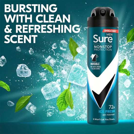 Sure Men Nonstop Protection Invisible Anti-Pespirant Deo Ice Fresh 150ml, 6 Pack