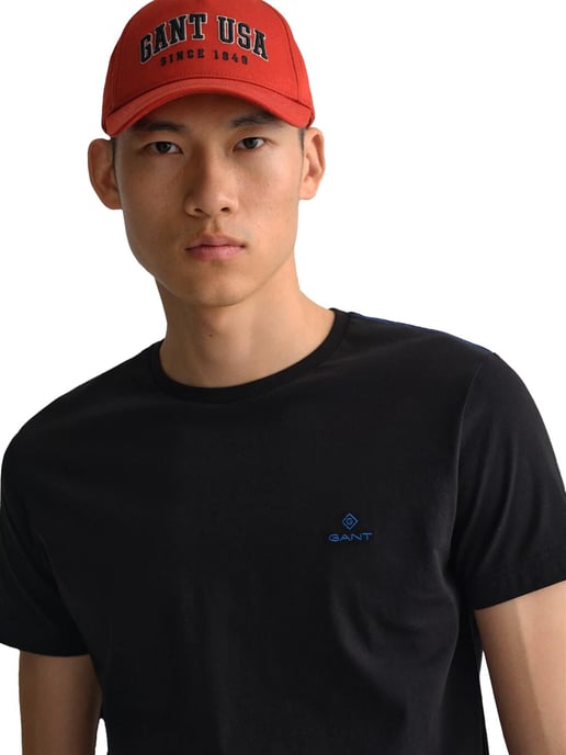 Gant | Camiseta cuello redondo hombre Logo contraste - Negro - Image 3