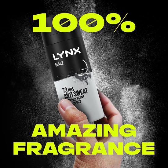 Lynx Black 72 HRS Anti Sweat Anti-Perspirant Body Spray for Men, 3x150ml