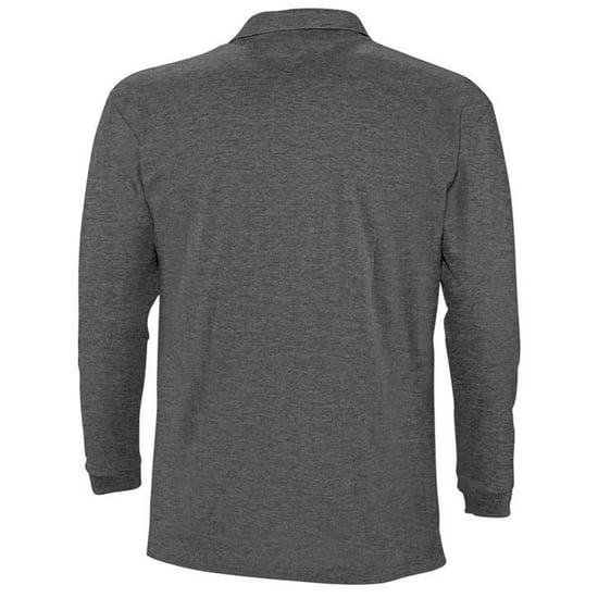 SOLS Mens Winter II Long Sleeve Pique Cotton Polo Shirt (Charcoal Marl) - Image 2