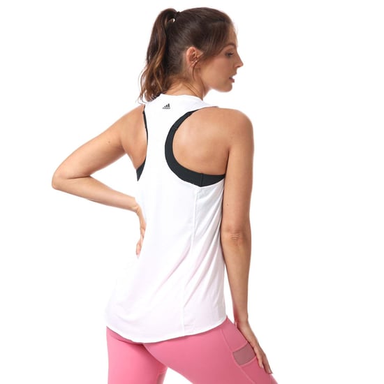 Women's adidas 3-Stripes Logo Tank Top in White Black