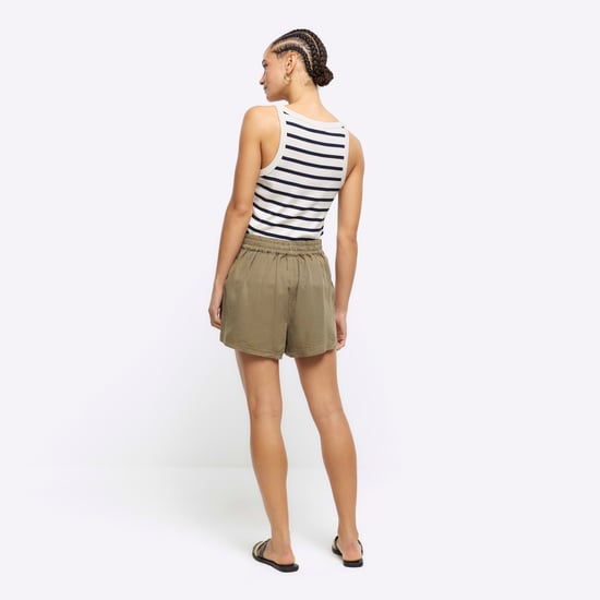 River Island Womens Shorts Khaki Lyocell Drawstring
