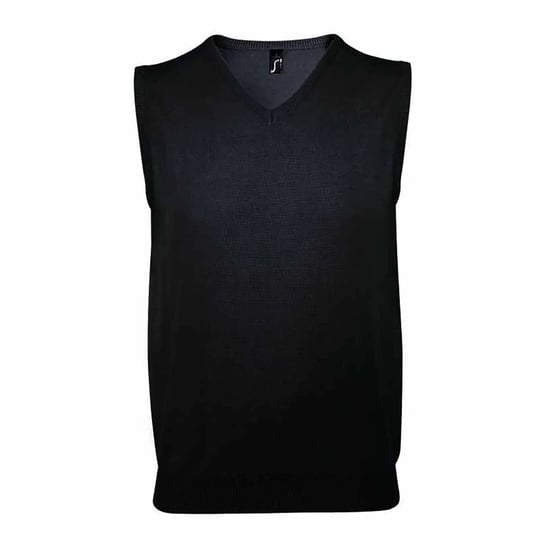SOLS Unisex Adult Gentlemen Knitted Sleeveless Sweater Vest (Black) - Image 1