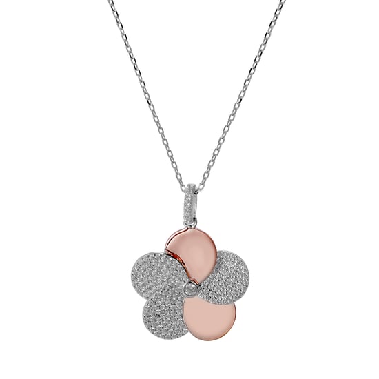 Orphelia 'Fioni' Women's 925 Sterling Silver Set: Necklace + Earrings + Ring - Silver/Rose SET-7452