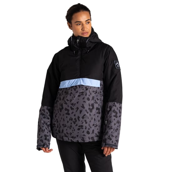 Dare 2B Womens/Ladies Snowburst Leopard Print Overhead Ski Jacket (Black/Ebony Grey) - Image 4