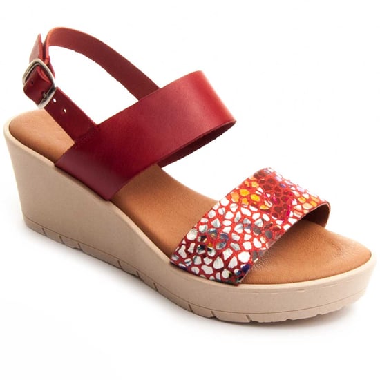 Confortable wedge sandal Purapiel in Red