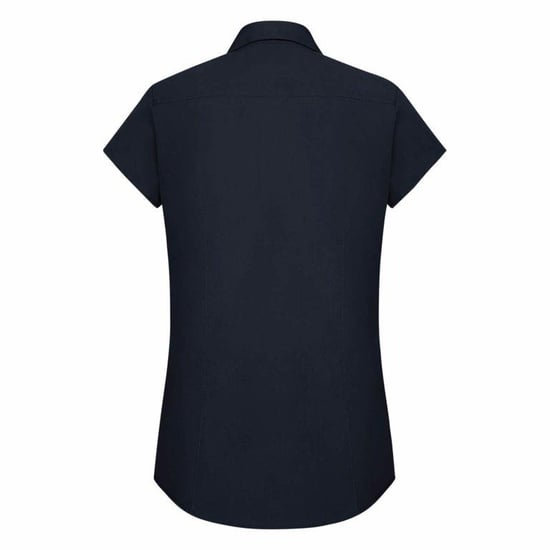 Russell Collection Ladies Cap Sleeve Polycotton Easy Care Fitted Poplin Shirt (French Navy) - Image 2