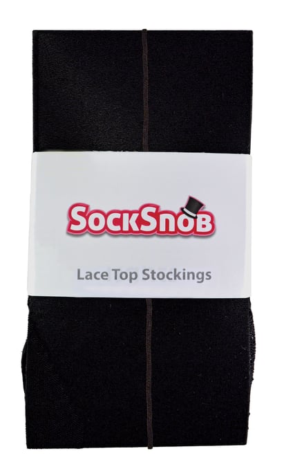 Medias con costuras transparentes para mujer | Sock Snob | Brillante | Costura trasera | Cintura alta - Negro / Negro - Image 2