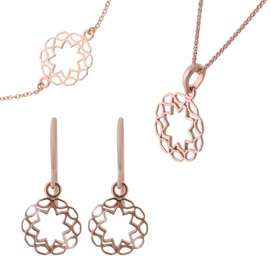 Orphelia 'Jasmine' Women's 925 Sterling Silver Set: Bracelet + Earrings + Necklace - Rose SET-7076/1 - Image 1