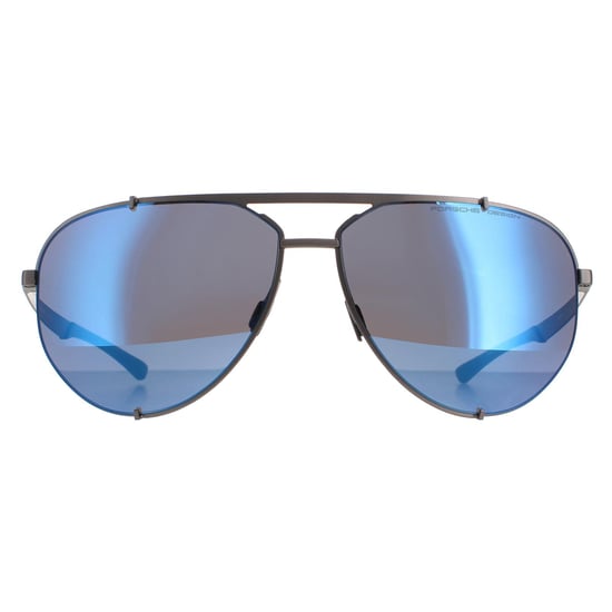 Porsche Design Aviator Mens Dark Gunmetal Black Strong Dark Blue Mirror P8920