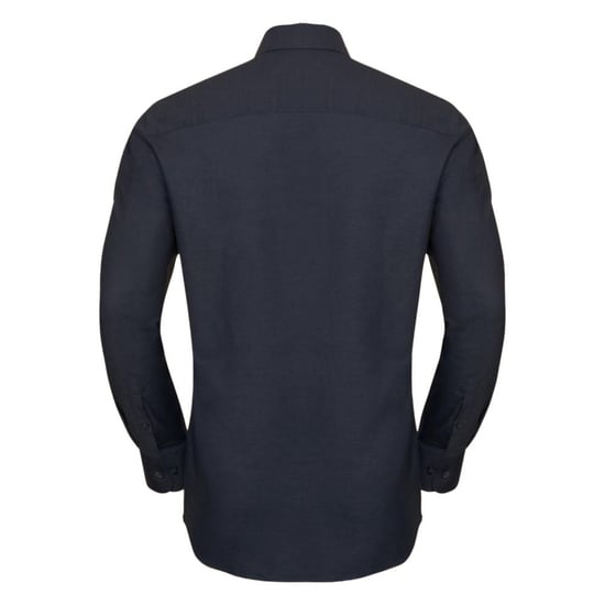 Russell Collection Mens Long Sleeve Easy Care Tailored Oxford Shirt (Black) - Image 3