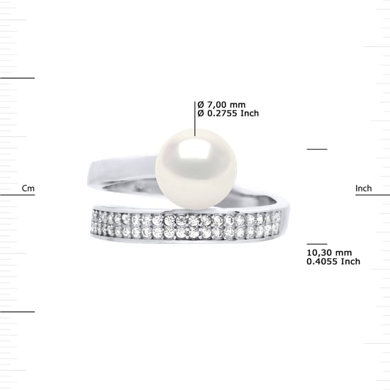 Ring Rush Adjustable Round Freshwater Pearl Jewelry 7-8mm White 925
