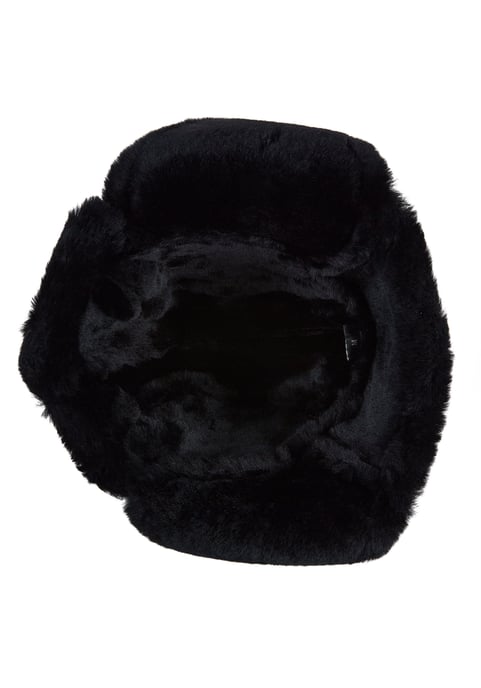 Mens Black RAF Aviator Sheepskin B-55 Trapper Hat Winter Warm Leather Navigator Hat