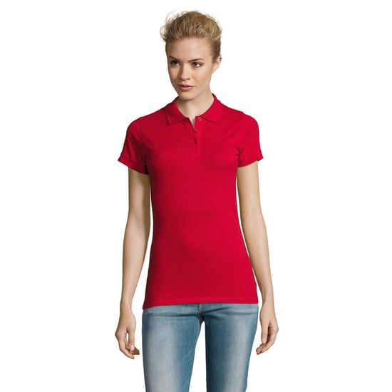 SOLS Womens/Ladies Perfect Pique Short Sleeve Polo Shirt (Red) - Image 4