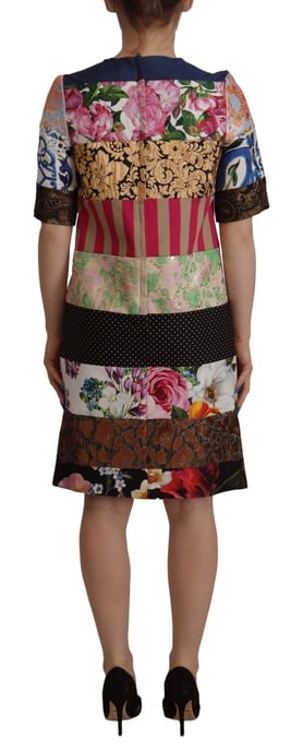 Vestido Corto de Mujer Multicolor Patchwork Floral de Jacquard de Dolce & Gabbana - Image 2
