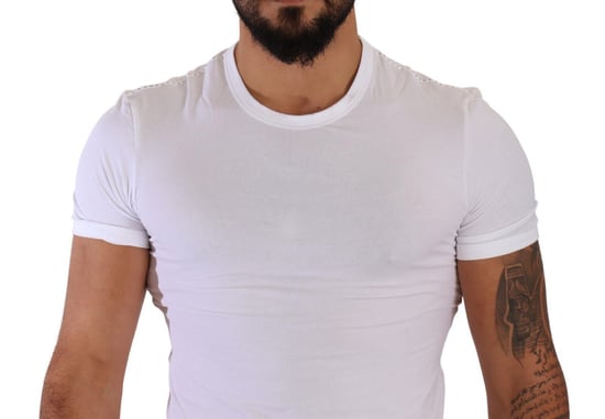 Camiseta de algodón elástica blanca de cuello redondo para hombre de Dolce & Gabbana - Image 4