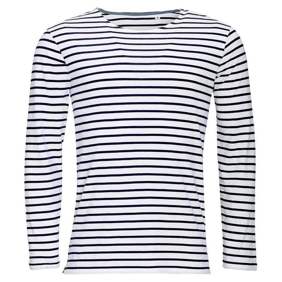 SOLS Mens Marine Striped Long-Sleeved T-Shirt (White/Navy) - Image 1