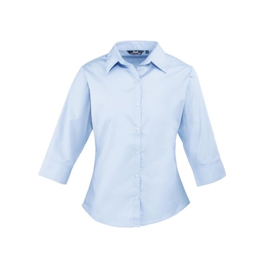 Premier Womens/Ladies Poplin 3/4 Sleeve Shirt (Light Blue) - Image 1