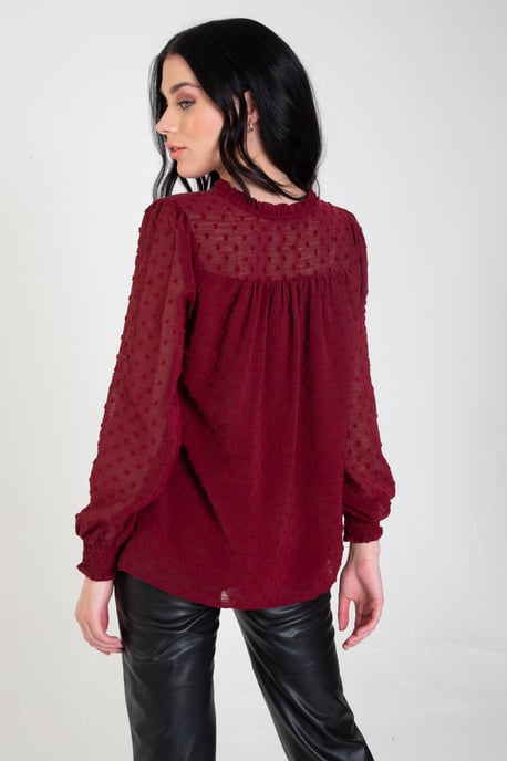Blusa de manga larga de gasa dobby - Image 3
