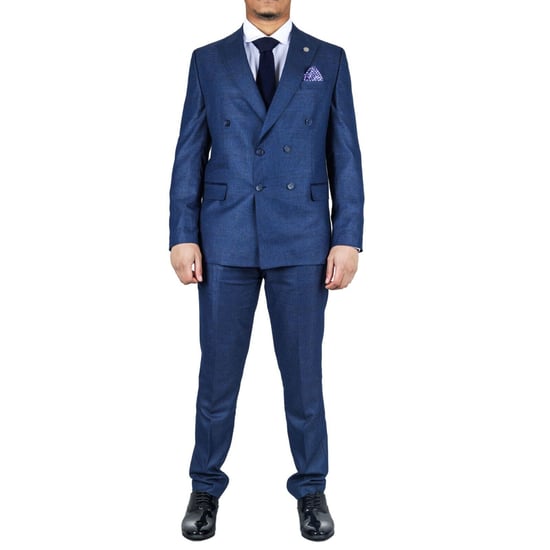 Traje clásico azul cruzado de dos piezas para hombre - Image 1