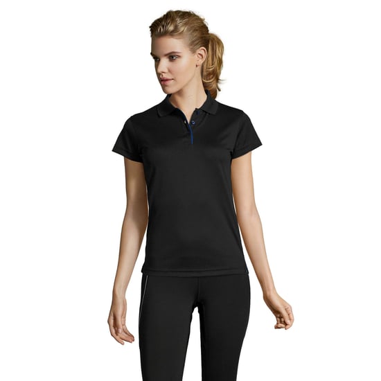 SOLS Womens/Ladies Performer Short Sleeve Pique Polo Shirt (Black) - Image 4