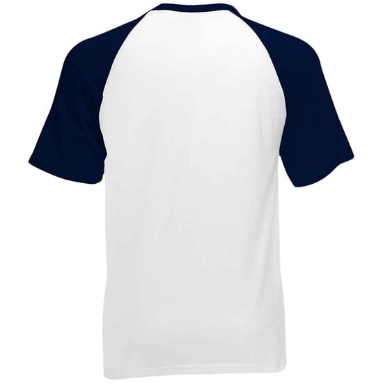 Fruit of the Loom Unisex Adult Contrast Panel Baseball T-Shirt (White/Deep Navy) - Image 2