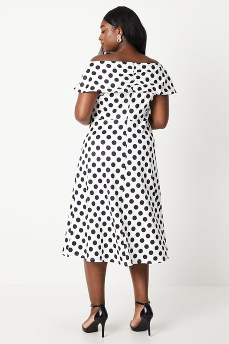 Plus Bardot Midi Dress In Spot