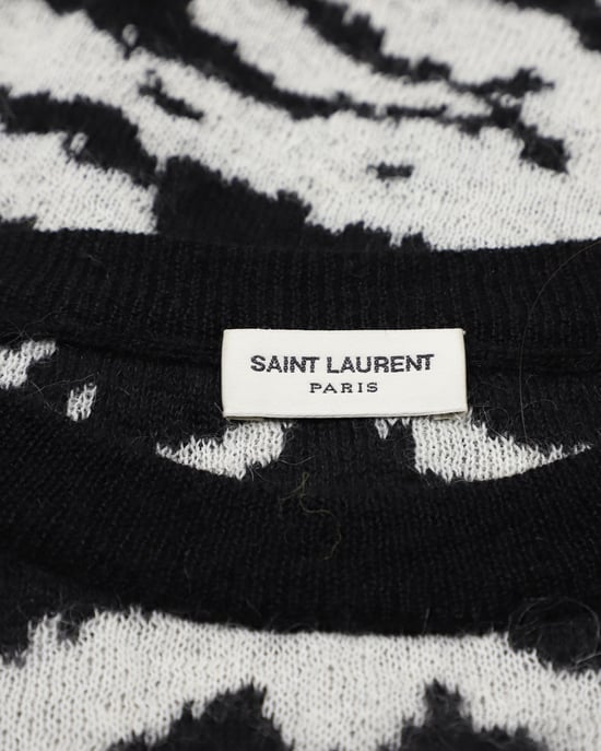 Saint Laurent Tiger Intarsia Jumper in Black Mohair - Image 2