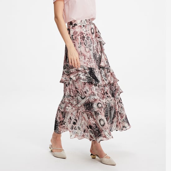 Long chiffon skirt with ruffles floral print - Image 3