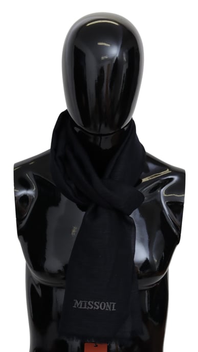 Missoni Men's Black Wool Knit Unisex Neck Wrap Fringe Scarf - Image 1