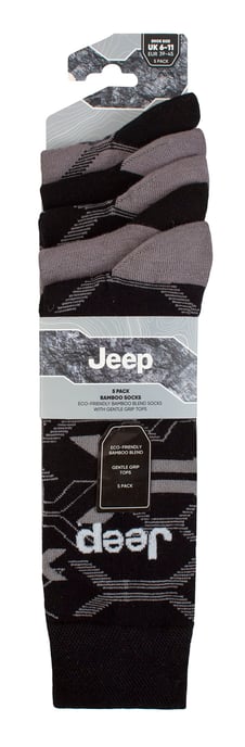 Calcetines de vestir de bambú para hombre | Jeep | Paquete de 5 calcetines transpirables para uso diario - Negro / Carbón - Image 2