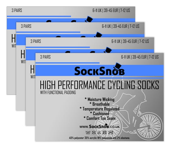 12 Pares Multipack Calcetines de Ciclismo para Hombre | Sock Snob | Calcetines Negros de Corte Bajo | Ideal para Correr, Gimnasio y Deporte - Negro - Image 2