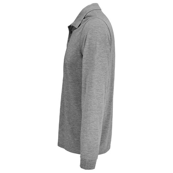 SOLS Unisex Adult Prime Pique Long-Sleeved Polo Shirt (Grey Marl) - Image 2