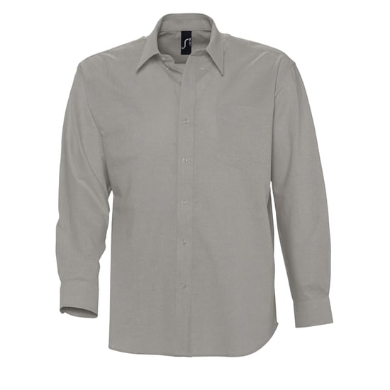 SOLS Mens Oxford Long-Sleeved Shirt (Silver) - Image 1