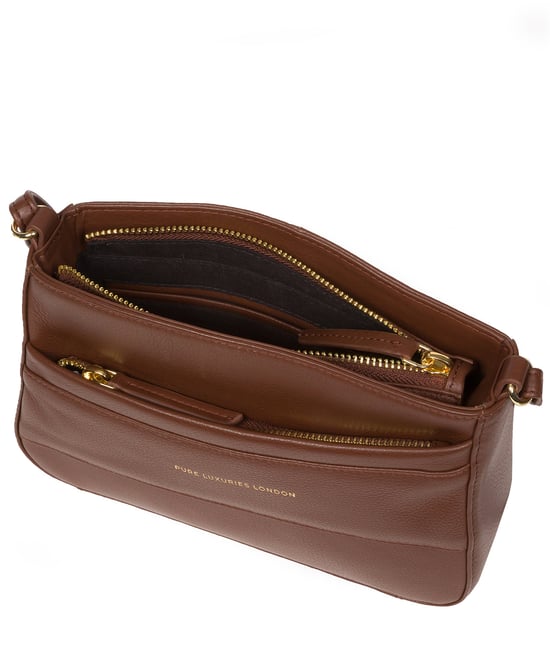 'Helena' Dark Tan Nappa Leather Cross Body Bag