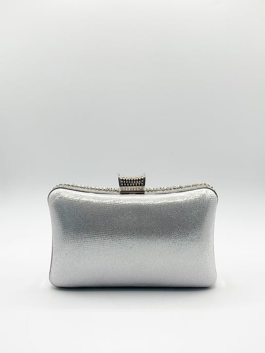 Silver Diamante Clutch Bag