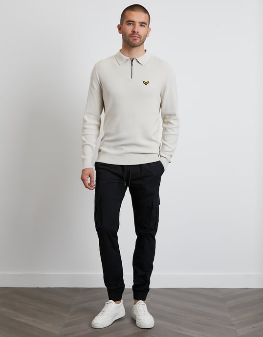 Black 'Prince' Cotton Cuffed Cargo Trousers