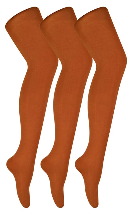 Paquete de 3 pares de medias opacas de colores de 80 deniers para mujer - Potters Clay - Image 1
