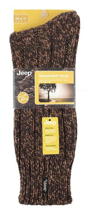 Calcetines de senderismo de lana para hombre | Jeep | Diseño acanalado de punto Calcetines acolchados para botas de trekking, correr, caminar - Ámbar / Marrón - Image 2